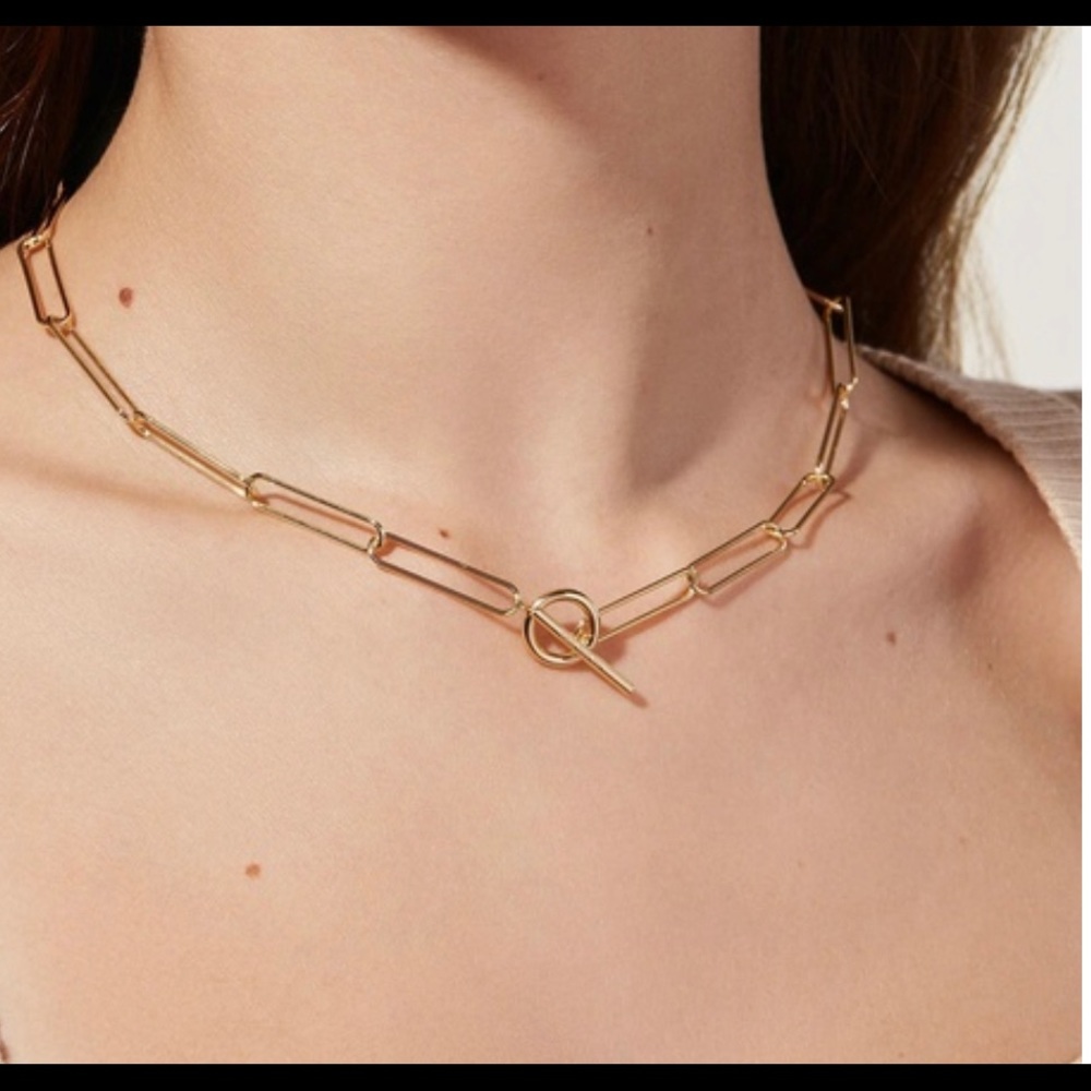 18K Gold plated Rectangle Chain link Necklace